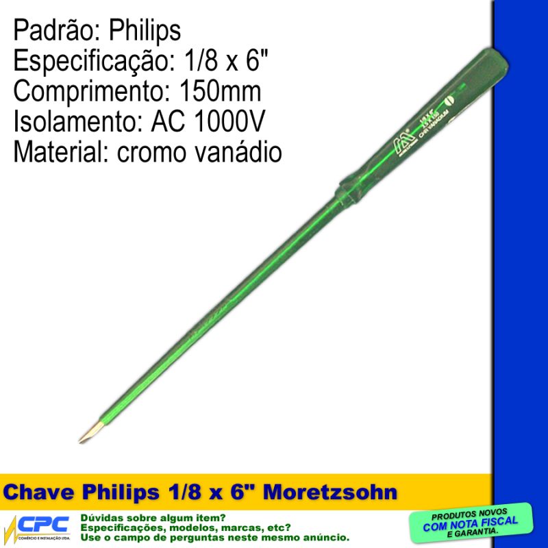 Chave Philips Isolada 1000V 1/8 x 6" 150 Moretzsohn - Image 2