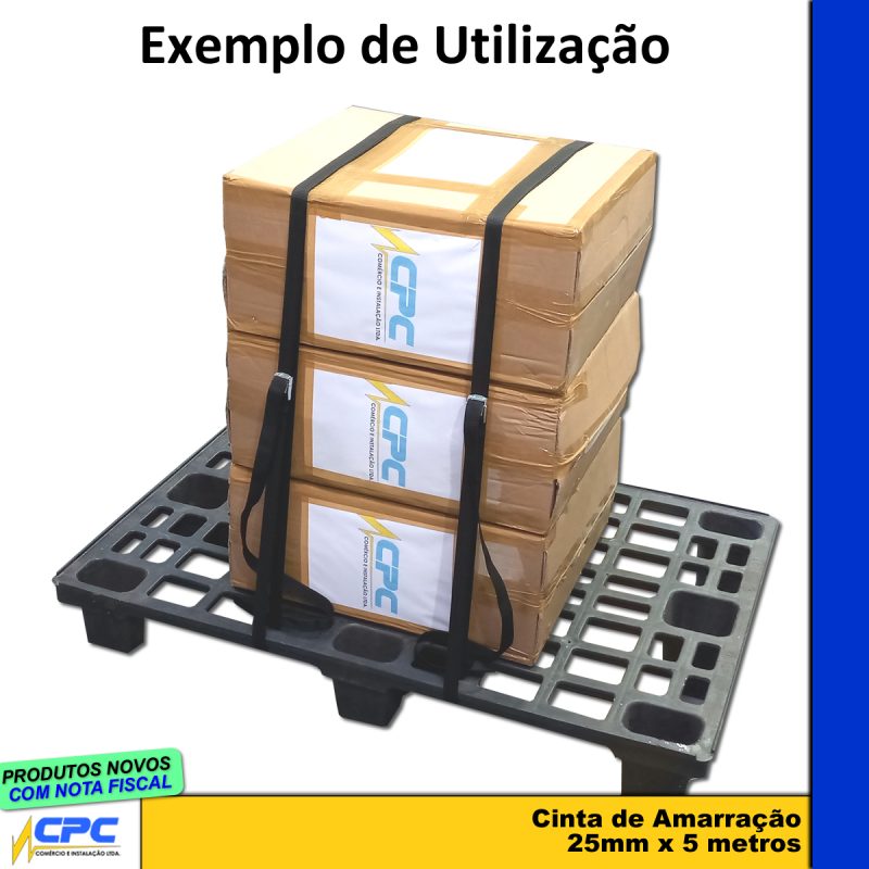 Cinta de Amarração de Carga CPC 25mm x 5m Preta - Imagem 5