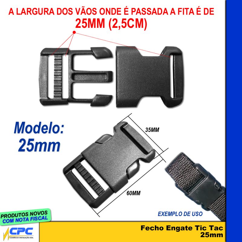 Fecho Engate Rápido De Bolsa Mochila Bag 25mm 25 Unid - Image 2