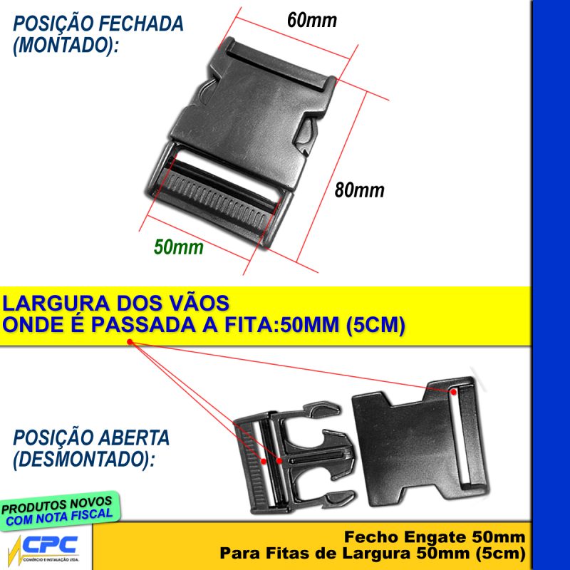 Fecho Engate Rápido De Bolsa Mochila Bag 50mm 2 Unid - Image 4