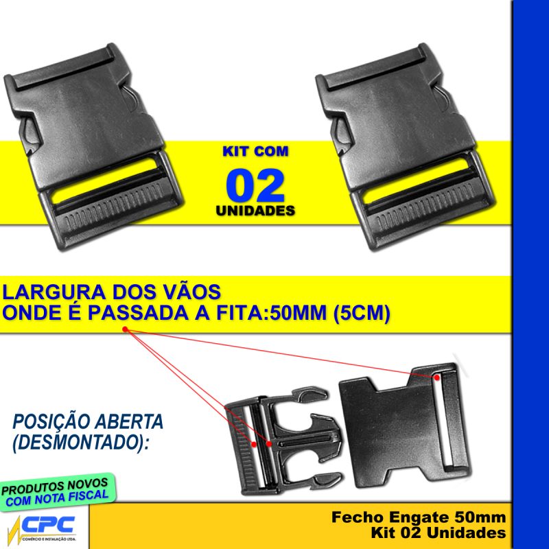 Fecho Engate Rápido De Bolsa Mochila Bag 50mm 2 Unid - Image 3