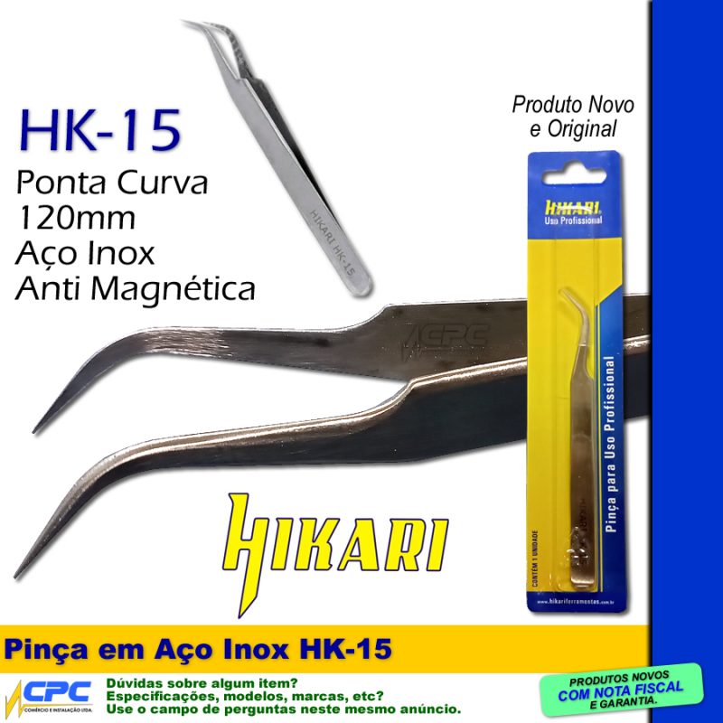 Pinça Inox Ponta Curva HK-15 Hikari - Image 2