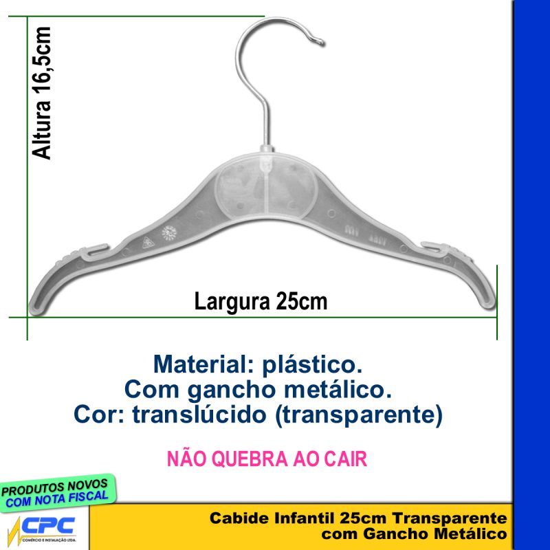 Cabide Infantil 25cm com Gancho Metálico Kit 10 Unid - Image 2