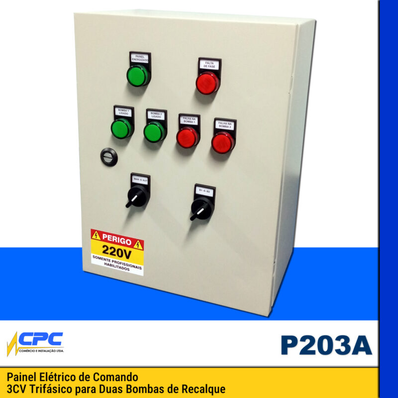 Painel De Comando 2 Bombas De Recalque Com Revezamento Automático P203A - Image 2