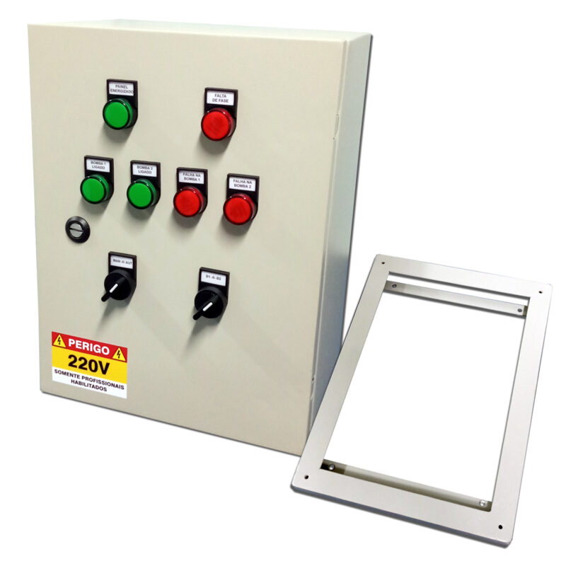 Painel De Comando 2 Bombas De Recalque Com Revezamento Automático e Suporte P203B